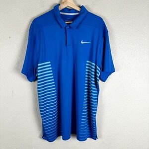 Nike Golf Polo Shirt Men XLarge Blue Performance Logo Dri Fit Dad Casual Outdoor